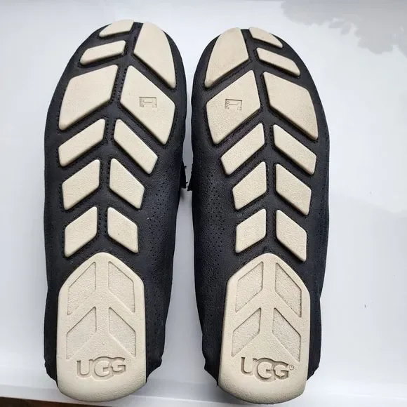 UGG Henrick Stripe Perf Loafer Black Men Sz 9 Energ Nubuck Leather Treadlite - Picture 13 of 16
